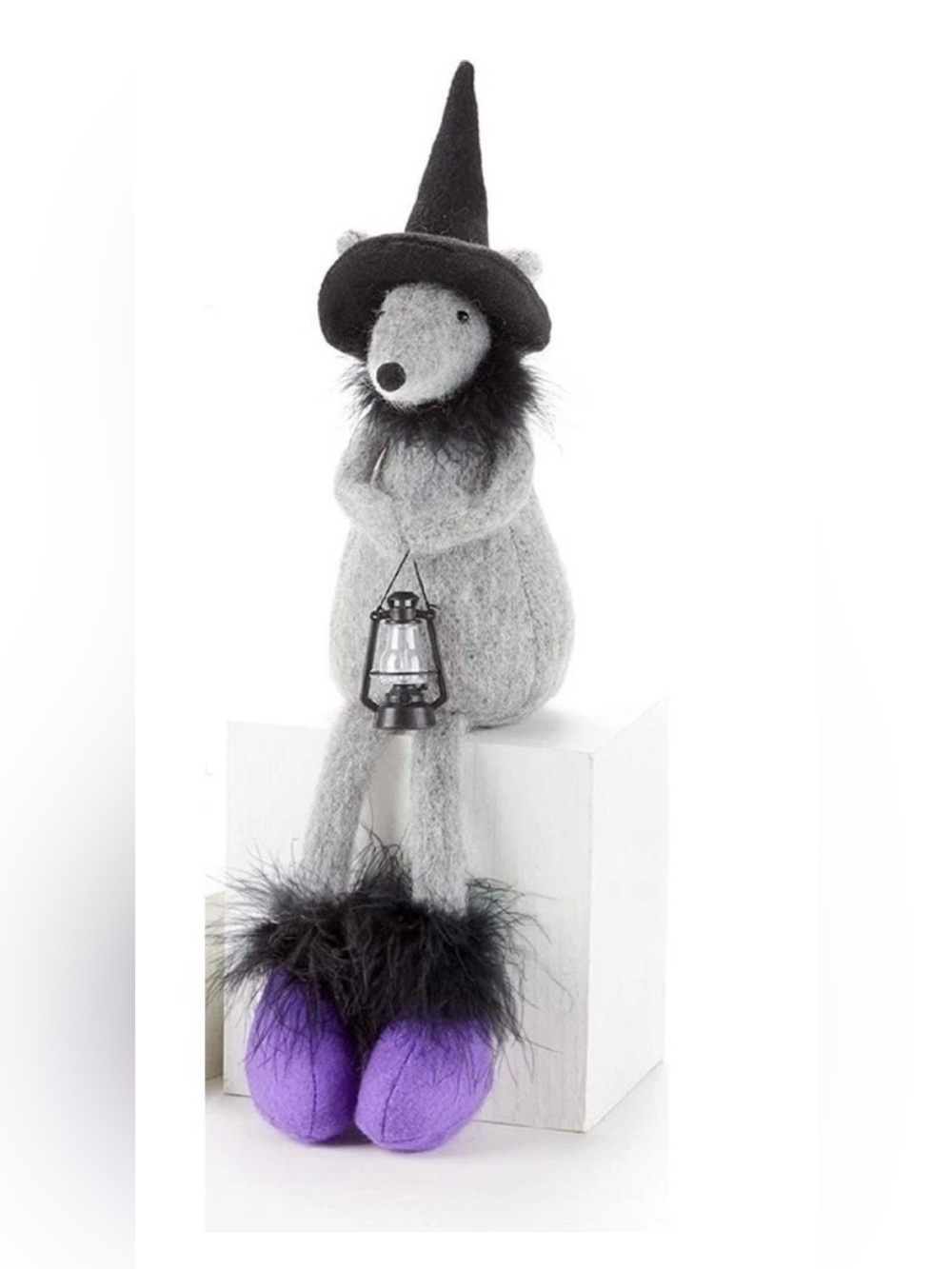 🎃 Halloween Sitting Mouse Witch with Lantern  Cloth Doll Delton 17.5" New